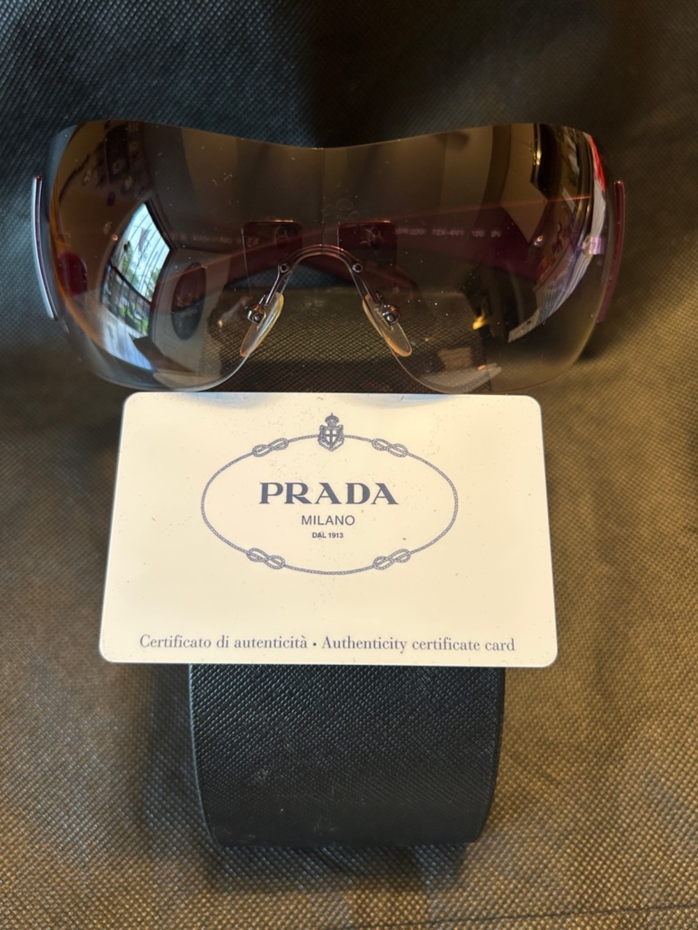 Prada Shield Sunglasses in Purple - Picture 2 of 9